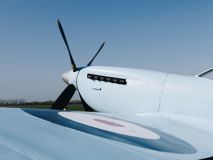 Spitfire setting off on a charity flight from Goodwood 
