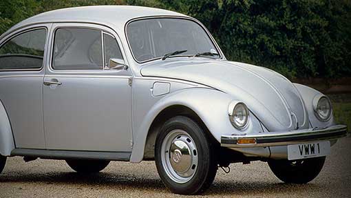 Image of silver classic VW Beetle