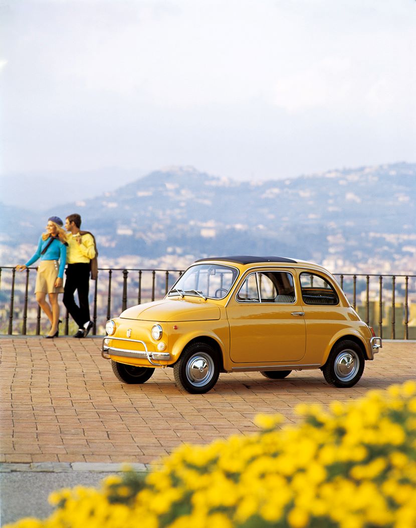 Yellow Fiat 500 Classic Car