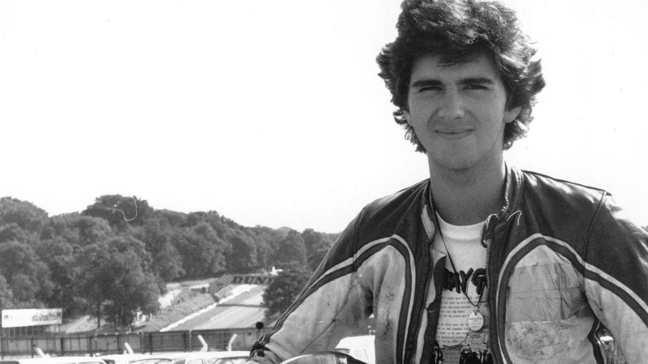 Hill sits on his bike at Brands Hatch, shortly before his 20th birthday, September 1980.