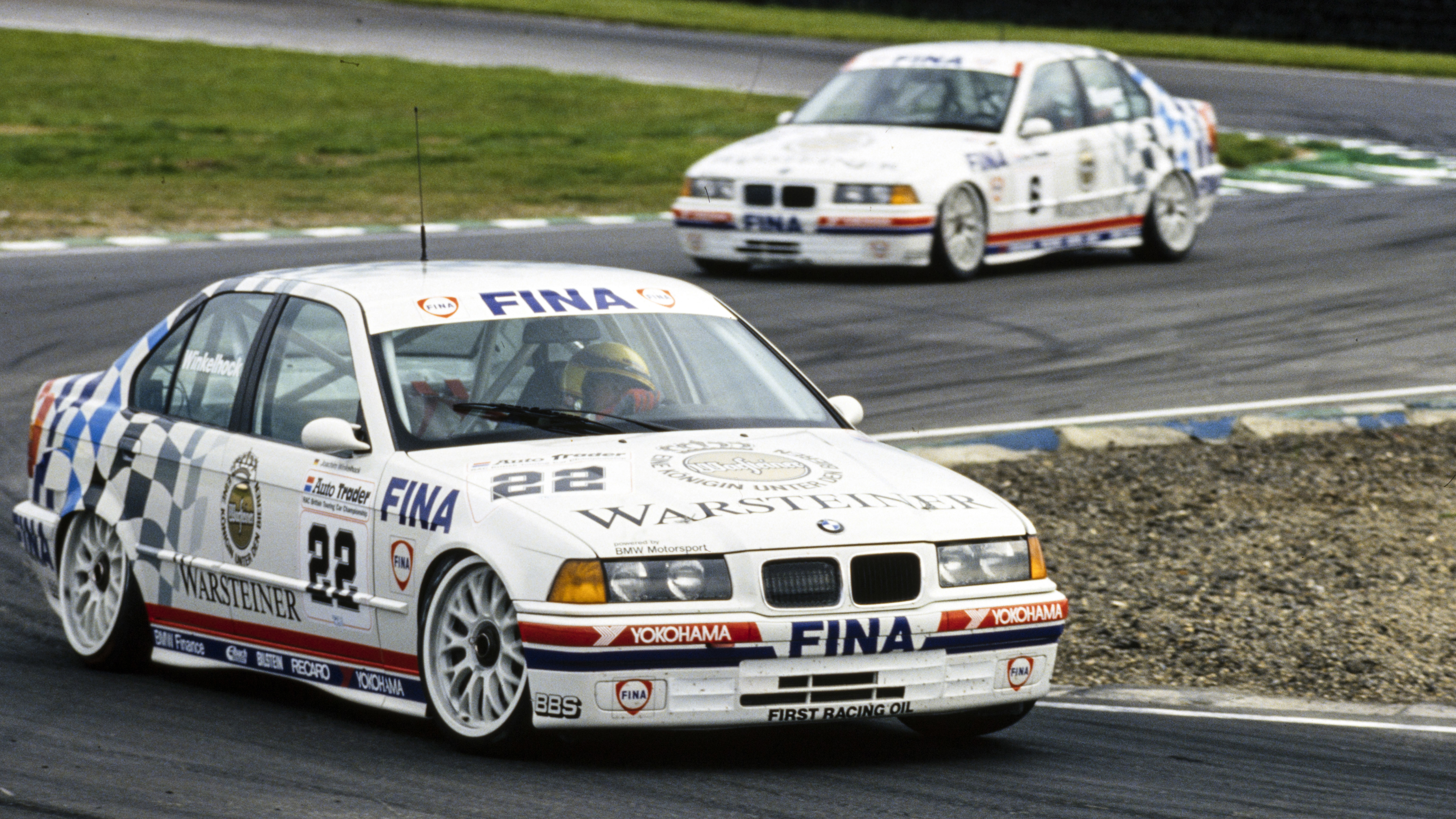 Soper follows team-mate Joachim Winkelhock during the Round 3 Snetterton, May 1993.