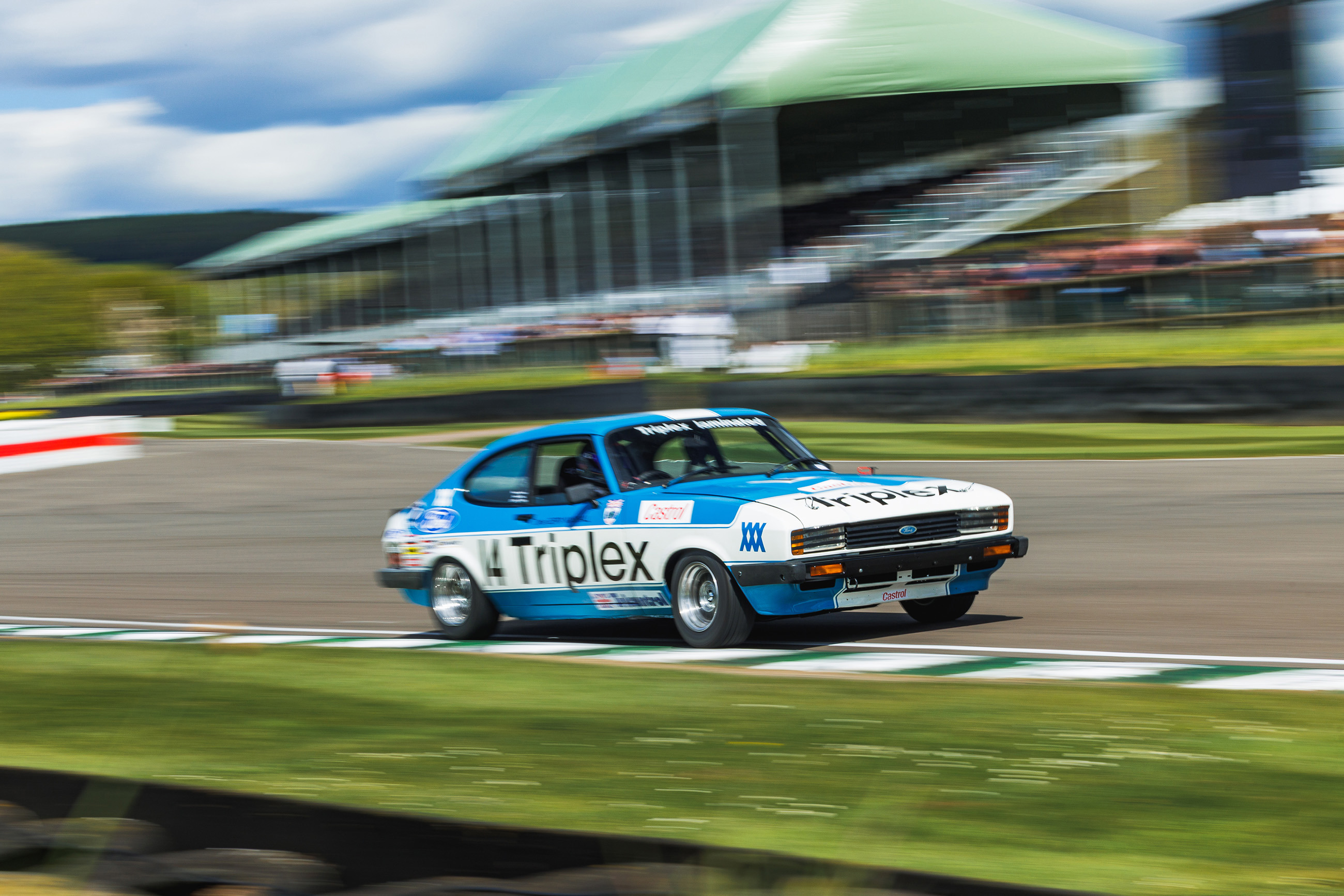 The Triplex Ford Capri in action in the 2026 Gordon Spice Trophy