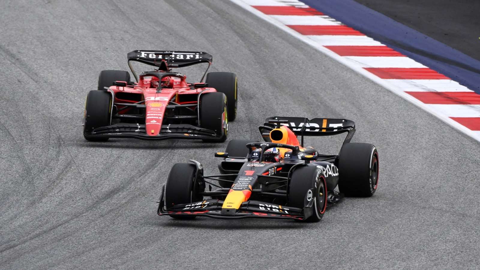 Charles Leclerc and Max Verstappen at the 2023 Austrian Grand Prix
