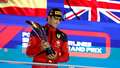 Carlos Sainz celebrates his Singapore Grand Prix win