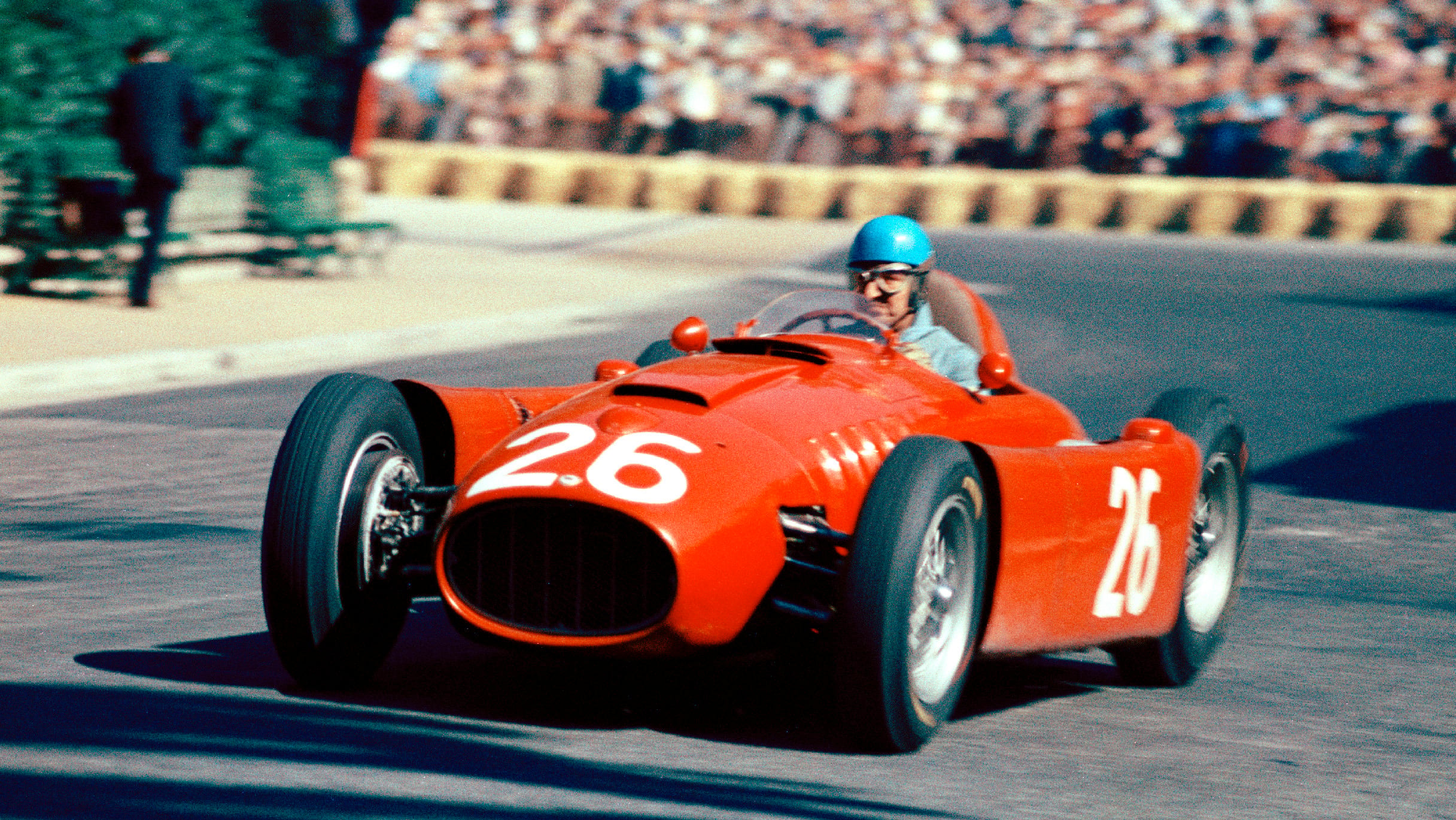 Both Ascari and his Lancia D50 made an unwanted splash at the 1955 Monaco Grand Prix. This was his last Grand Prix appearance before his untimely death, four days later.