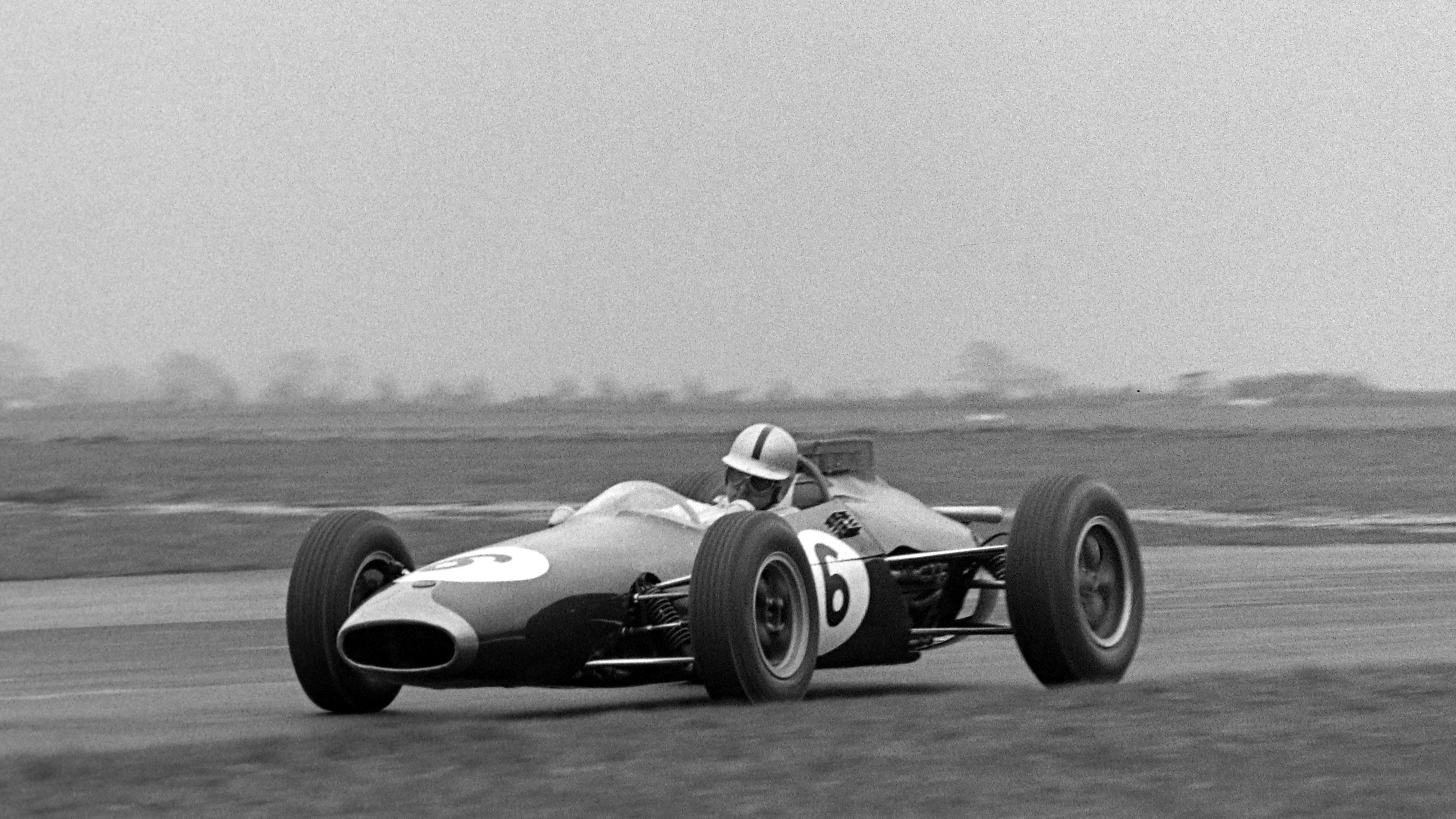 Brabham drove his Brabham BT3 Climax to sixth in the 1963 Glover Trophy at Goodwood.