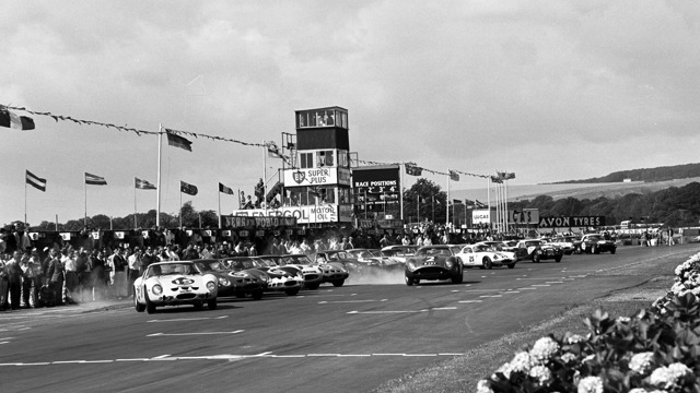 Jim Clark makes the best start in the #2 Aston Martin Zagato during the RAC Tourist Trophy at Goodwood on 18th August 1962