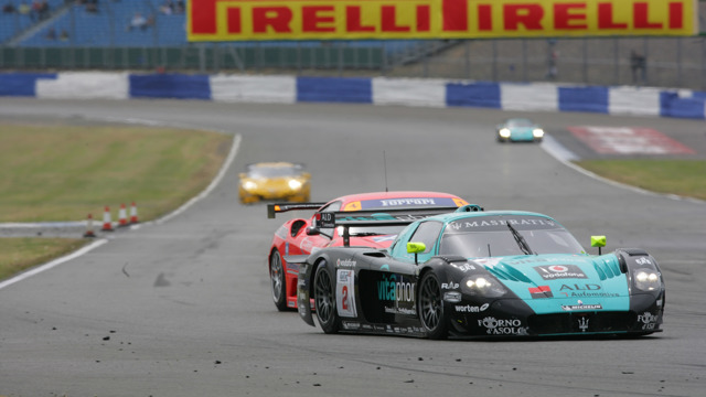 The Miguel Ramos/Christian Montanari Maserati MC12 during the 2007 RAC Tourist Trophy. The race held at Silverstone was part of the FIA GT Championship
